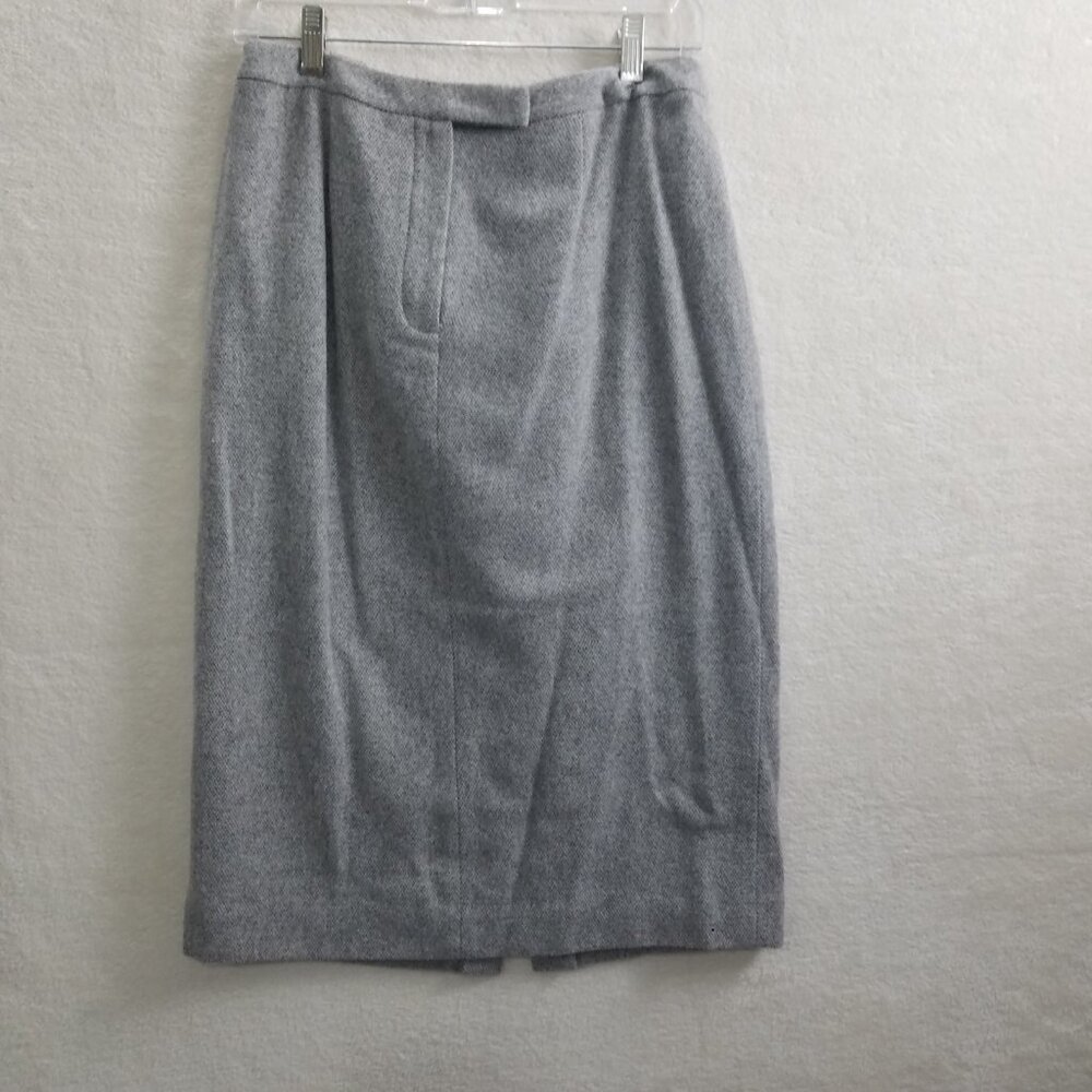 LAUREN RALPH LAUREN Tweed Wool Blend Front Zipper Gray straight skirt Size 10 - Picture 3 of 8